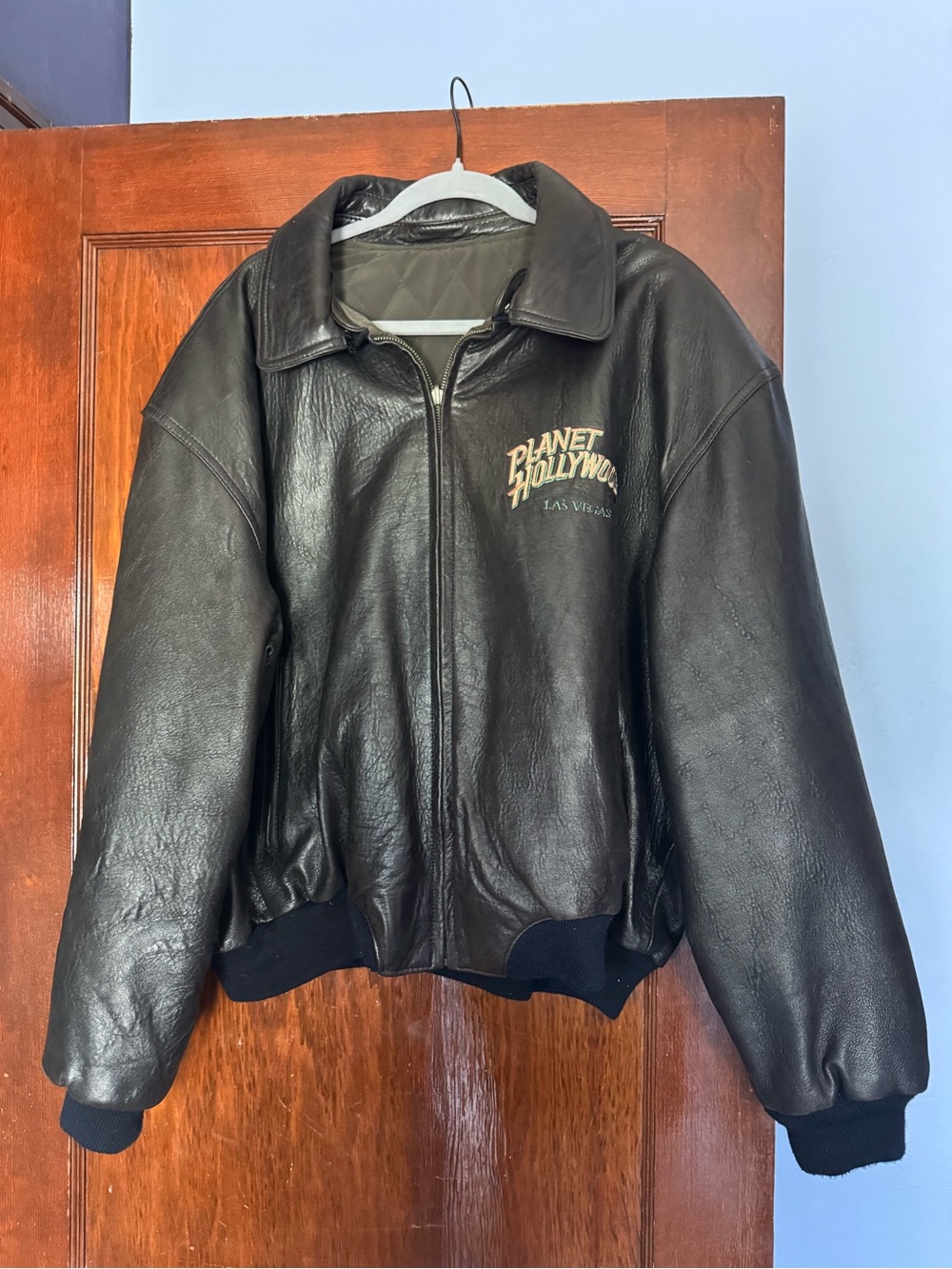 Planet Hollywood Las Vegas Brown Leather Bomber Jacket